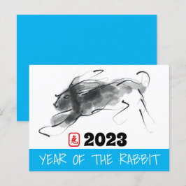 Ursprunglig målning kinesiska kanin, födelsedag HP Helg Vykort