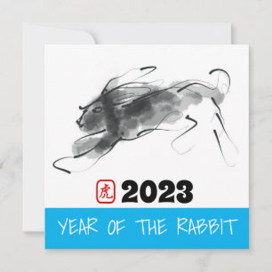 Ursprunglig målning kinesiska kanin, födelsedag Sq Kort