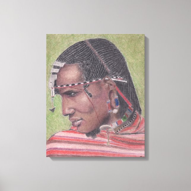 Ursprunglig målning på Canvas African Maasai Warri (Framsida)