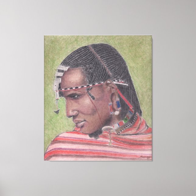 Ursprunglig målning på Canvas African Maasai Warri (Framsida)