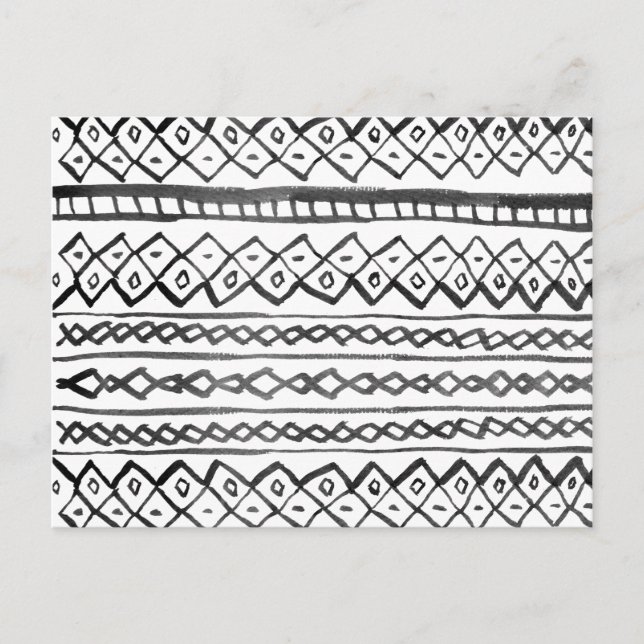 Ursprunglig modern svart vattenfärg aztec mönster vykort (Framsida)