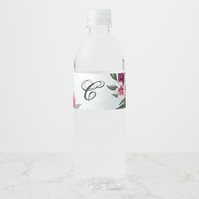 Ursprunglig monogram-Vattenflaska etikett Tropical (Framsida)