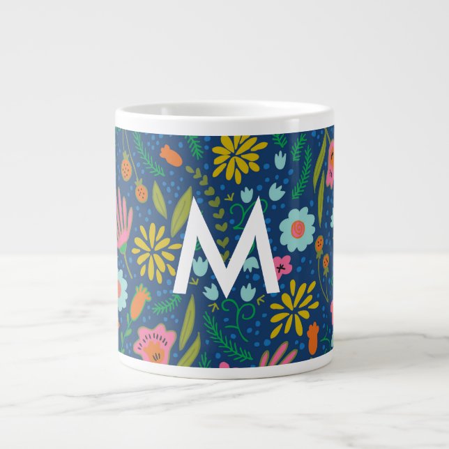 Ursprunglig monogramblommigt Jumbo Mugg (Framsidan)