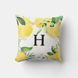 Ursprunglig Monogrammed Summer Lemon Garden-Gult Kudde