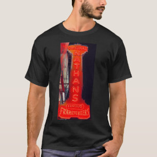 Ursprunglig Nathans Berömd Hett Hundar Neon Sign.  T Shirt
