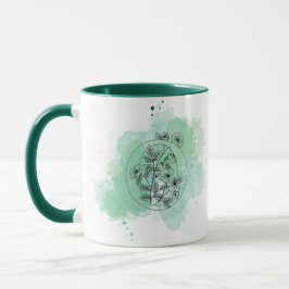 Ursprunglig O Watercolor Monogram-Grönt botaniskt Mugg