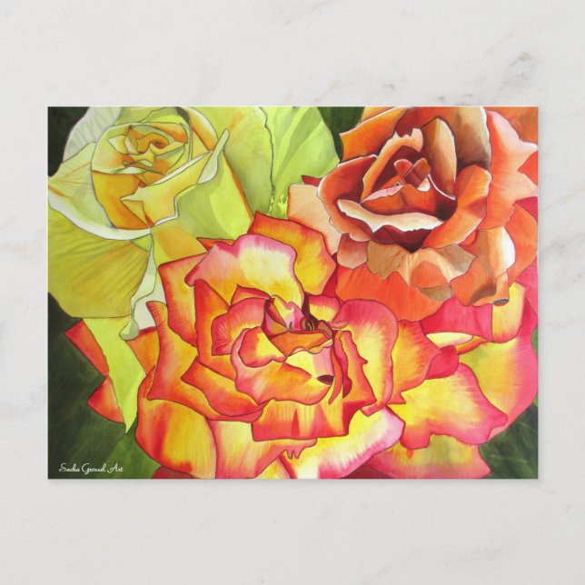 Ursprunglig orange och Gul ros Vykort (Framsida)