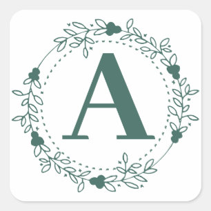 Ursprunglig Personlig för Brev Monogram Fyrkantigt Klistermärke