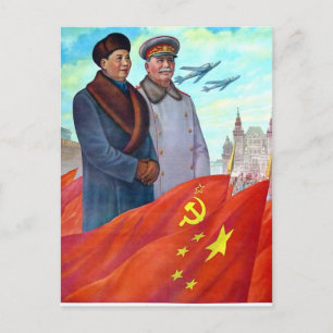 Ursprunglig propaganda Mao tse tung och Joseph Sta Vykort