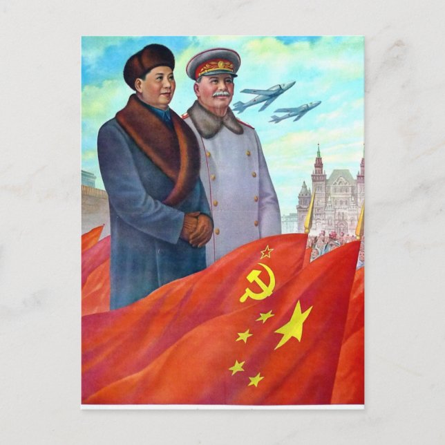 Ursprunglig propaganda Mao tse tung och Joseph Sta Vykort (Framsida)