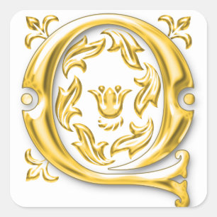 Ursprunglig Q Monogram-märkning i Guld Fyrkantigt Klistermärke