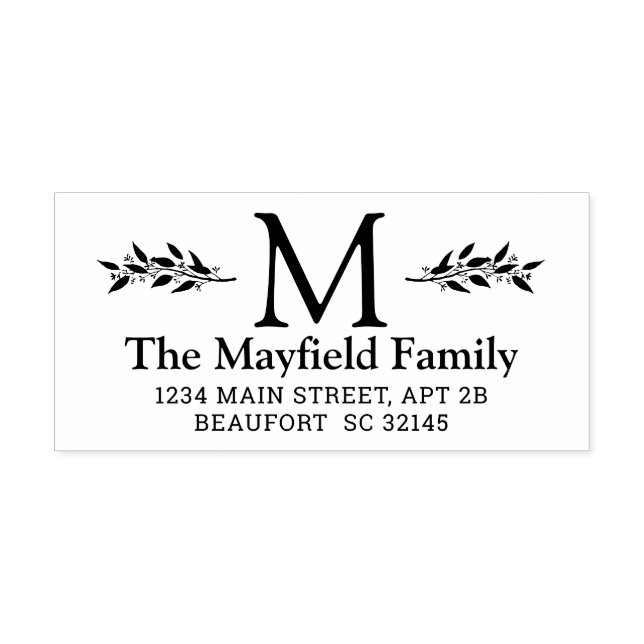 Ursprunglig Returadress för botaniskt monogram Stämpel (Tryck)