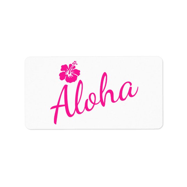 Ursprunglig rosa-textdesign ALOHA och blomma Adressetikett (Framsidan)