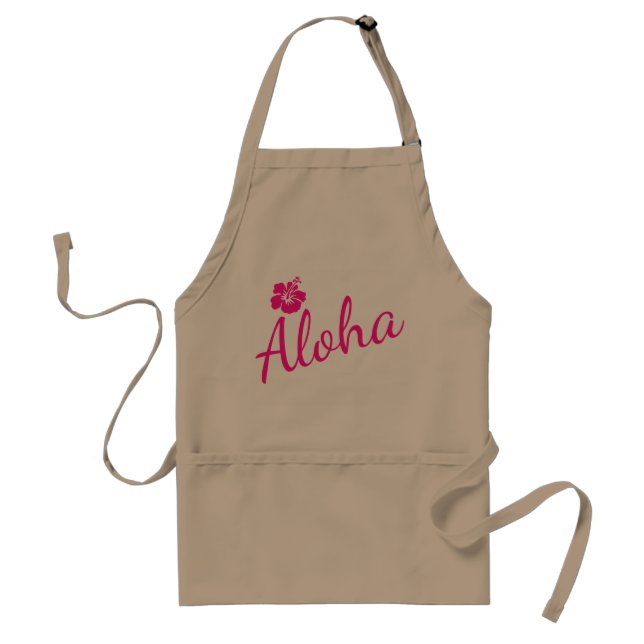 Ursprunglig rosa-textdesign ALOHA och blomma Förkläde (Framsidan)