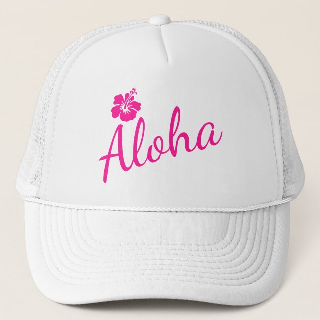 Ursprunglig rosa-textdesign ALOHA och blomma Keps (Framsida)