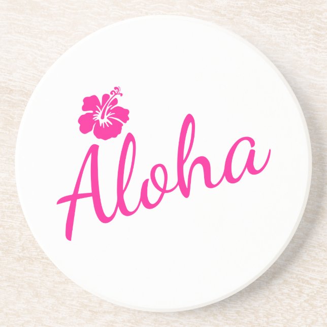 Ursprunglig rosa-textdesign ALOHA och blomma Underlägg (Framsidan)
