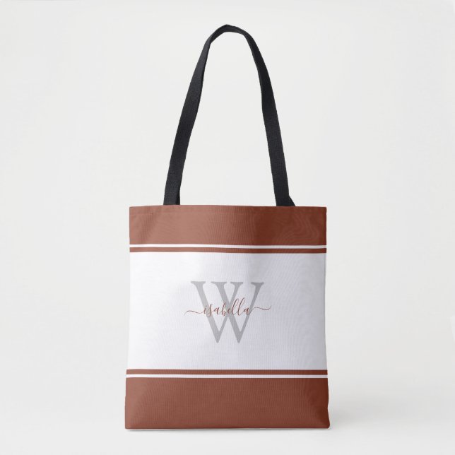 Ursprunglig Rust Tote Bag för monogrammed skript Tygkasse (Framsida)