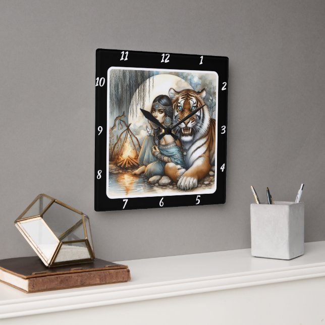 Ursprunglig rytm: Willow Dance Tiger's Pace Fyrkantig Klocka (Kontor)