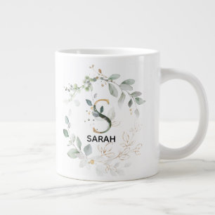 Ursprunglig S Alphabet Brev Grey och Guld Jumbo Mugg