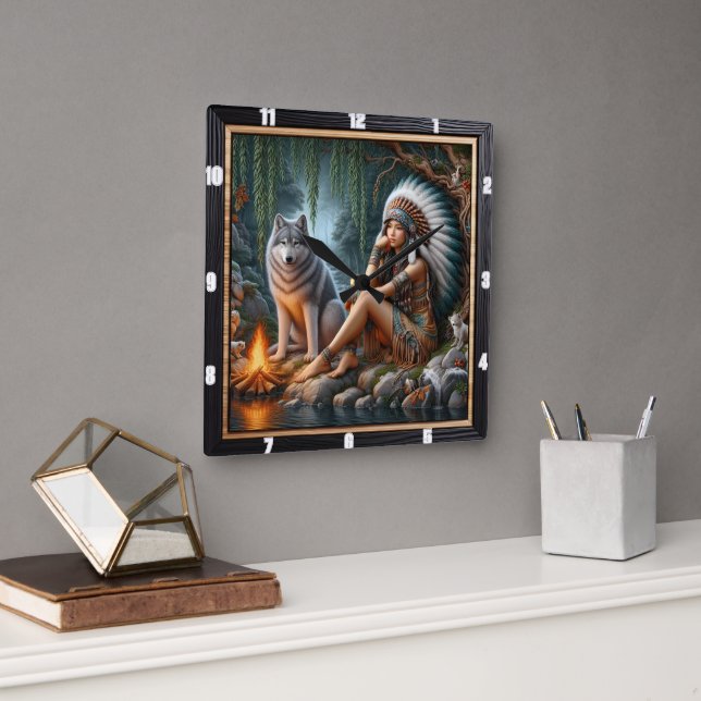 Ursprunglig strålning: Forest Glade Morgon Sång Fyrkantig Klocka (Kontor)