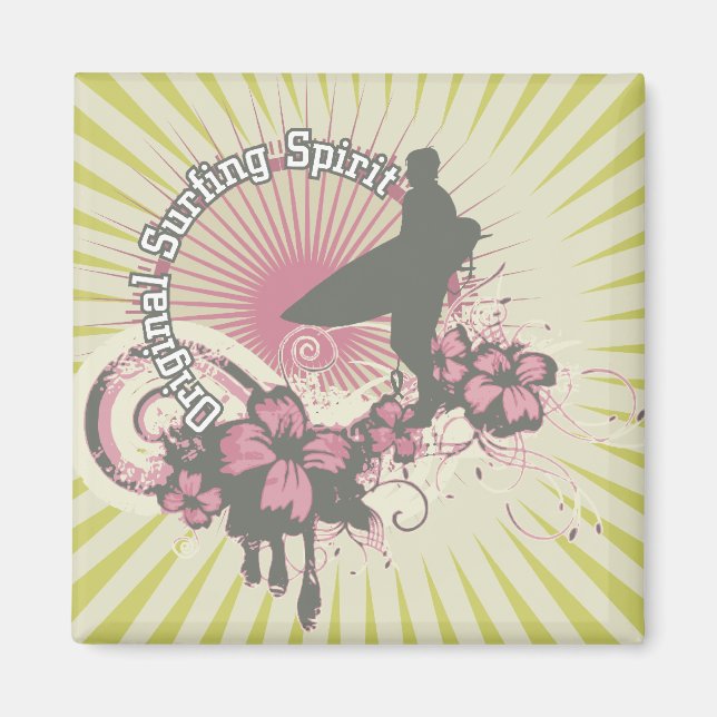Ursprunglig Surfing Spirit Tshirts och Gifts Magnet (Framsidan)
