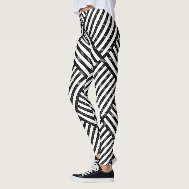 Ursprunglig SVART- OCH VITE-DUBBLA DIAMOND MÖNSTER Leggings (Vänster)