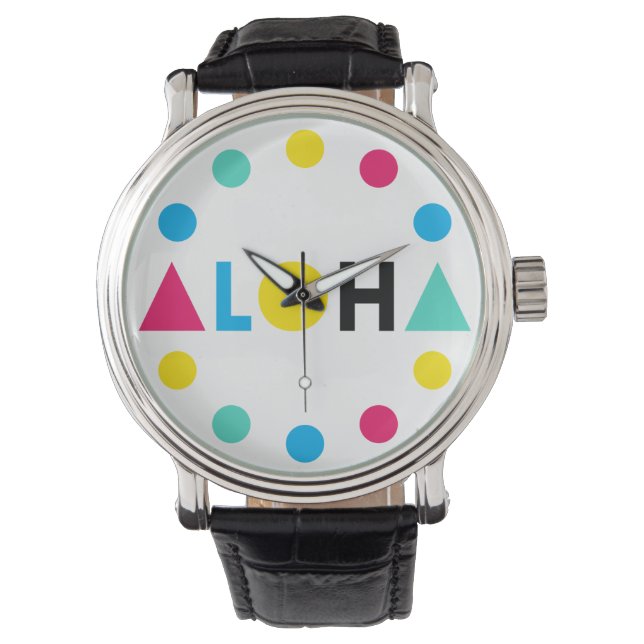Ursprunglig text ALOHA färg brev Armbandsur (Framsida)