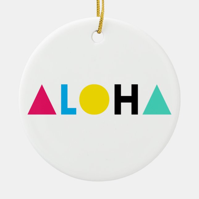 Ursprunglig text ALOHA färg brev Julgransprydnad Keramik (Framsidan)