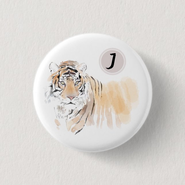 Ursprunglig tiger Watercolor China Zodiac Birthday Knapp (Framsida)
