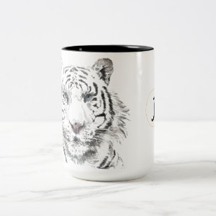 Ursprunglig tiger Watercolor Chinese Zodiac Monogr Två-Tonad Mugg