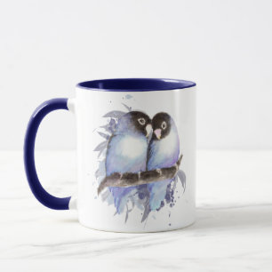 Ursprunglig vattenfärg Blue Lovebird, Bird Mugg