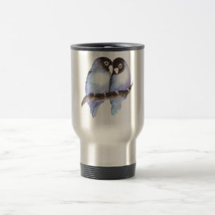 Ursprunglig vattenfärg Blue Lovebird, fåglar Resemugg
