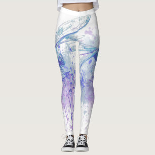 Ursprunglig vattenfärg Dragonfly i Blue Mauve Natu Leggings