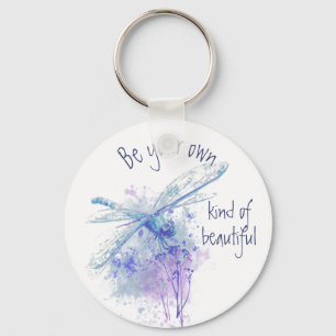 Ursprunglig vattenfärg Dragonfly i Blue Mauve Quot Nyckelring