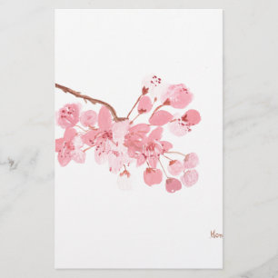 Ursprunglig vattenfärg för Cherry blommar Brevpapper