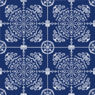 Ursprunglig vattenfärg för marin blå Totem Mandala Kakelplatta