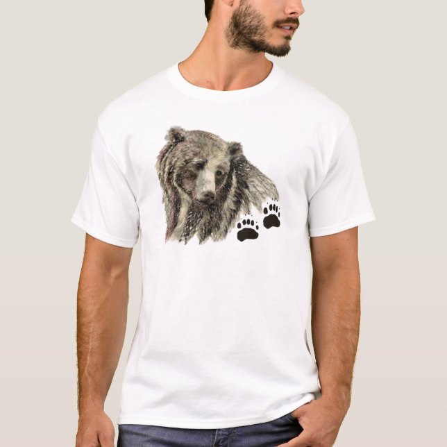 Ursprunglig vattenfärg Grizzly Bear Animal Nature Tee Shirt (Framsida)