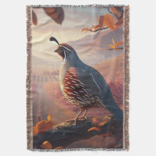 Ursprunglig vattenfärg Kalifornien Quail Bird Filt