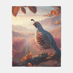 Ursprunglig vattenfärg Kalifornien Quail Bird Fleecefilt