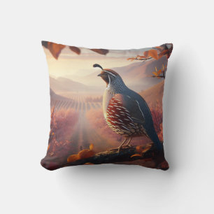 Ursprunglig vattenfärg Kalifornien Quail Bird Kudde