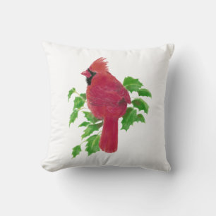 Ursprunglig vattenfärg Kardinal Bird Nature Kudde