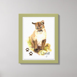 Ursprunglig vattenfärg Kumar Puma, Lejona Unge Canvastryck