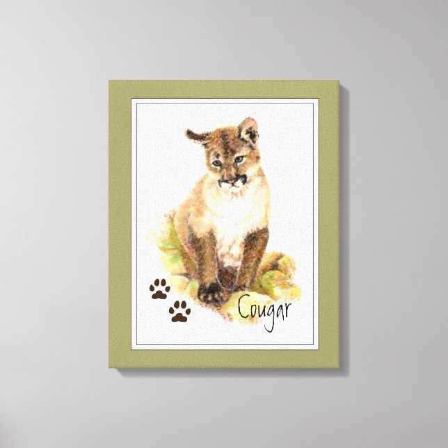 Ursprunglig vattenfärg Kumar Puma, Lejona Unge Canvastryck (Framsida)