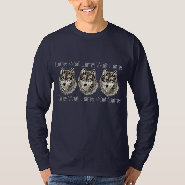 Ursprunglig vattenfärg Lone-Varg Djurart Tee Shirt (Framsida)