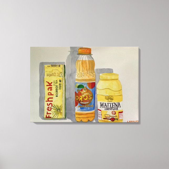 Ursprunglig vattenfärg "Maizena,Oros& Freshpak" Canvastryck (Framsida)