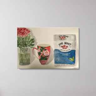 Ursprunglig vattenfärg "Strong Tea & Ro" Canvastryck
