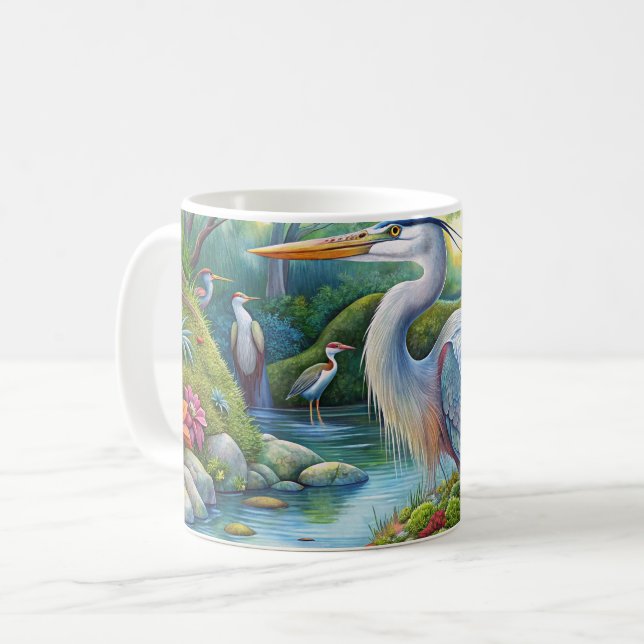 Ursprunglig vattenfärg, Underbar Blå öron Bird Mug Kaffemugg (Framsida vänster)
