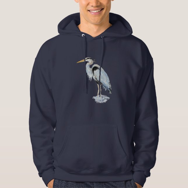 Ursprunglig vattenfärg Underbar Blå öron Bird Sweatshirt Med Luva (Framsida)