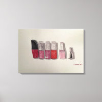 Ursprunglig vattenfärgsbild Nailpolish - Rosa & Re