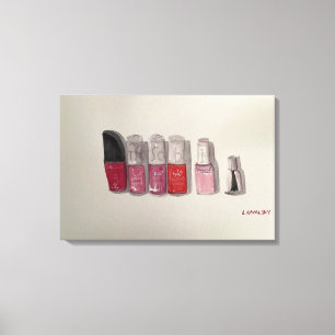 Ursprunglig vattenfärgsbild Nailpolish - Rosa & Re Canvastryck